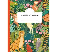 Science Notebook: Cute Jungle Animal Themed Journal with Monkeys, Cheetahs, Tigers, and Tropical Birds. Perfect Gift for Back to School, Elementary ... Ruled Lined Blank Pages, 7.5 x 9.25 inches.