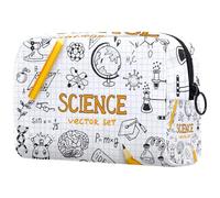 Science Robot Doodle - Bolsa de cosméticos para mujer, neceser de viaje, bolsa organizadora de maquillaje grande con cremallera, multicolor, 18.5x7.5x13cm/7.3x3x5.1in, Neceser