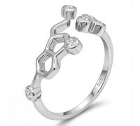 ScienceFox Anillo de molécula de serotonina, plata de ley 925, química, biología, física, ciencia, universidad, estudiante, Plata de ley