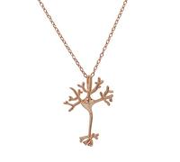 ScienceFox Colgante de neuronas neuronales con collar de plata de ley 925 en oro rosa, cadena de 40 cm y 7 cm de extensión, Plata esterlina, neurona