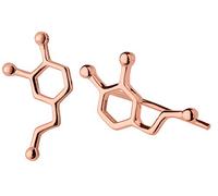 ScienceFox Pendientes de molécula de dopamina de plata de ley 925 - La felicidad se encuentra con el estilo - Plata, Oro, Oro Rosa (baño de oro rosa de 18k)