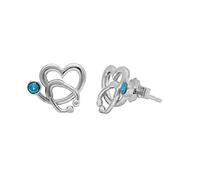 ScienceFox Pendientes de tuerca de plata de ley 925 con piedra turquesa para estetoscopio, ideal como regalo para enfermera, médico, medicina, plata