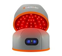 Scienlodic Gorro de terapia de luz roja, luz infrarroja, dispositivo de crecimiento del cabello recargable, 102 LED, sombrero de 660 nm 850 nm longitudes de onda, tratamiento de pérdida de cabello en caso de adelgazamiento del cabello con modo pulso de respiración, color gris