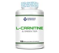 Scientiffic Nutrition - L-Carnitine & Green Tea, L-Carnitina + Té Verde, Actúa como Quemagrasas Eliminándola, Ayuda a su Oxidación Convirtiéndolas en Energía y a Adelgazar - 100 Cápsulas.