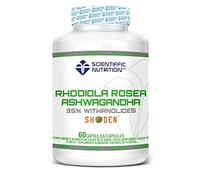 Scientiffic Nutrition - Rhodiola Rosea + Ashwagandha, Reduce la Ansiedad y el Estrés Emocional, Plantas Adaptógenos Naturales, Disminuye la Fatiga y Relaja el Sistema Nervioso - 60 Cápsulas.
