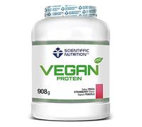 Scientiffic Nutrition - Vegan Protein, Proteína Vegana 100% Vegetal, Con Greens & Fruits, Sin Azúcares, Aumentar Masa Muscular, Apto para veganos y Vegetarianos - 908g, Sabor Fresa - Nata.