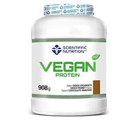 Scientiffic Nutrition - Vegan Protein, Proteína Vegana 100% Vegetal, Con Greens & Fruits, Sin Azúcares, Aumentar Masa Muscular, Apto para veganos y Vegetarianos - 908g, Sabor Chocolate - Cacahuete.