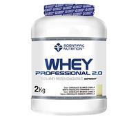 Scientiffic Nutrition - Whey Professional 2.0 Proteinas Whey en Polvo 100% Pura, para Aumentar la Masa Muscular, con Enzimas Digestivas y Lactasa - 2kg, Sabor Chocolate Blanco - Canela.