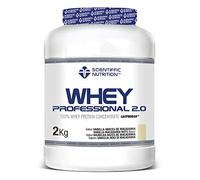 Scientiffic Nutrition - Whey Professional 2.0 Proteinas Whey en Polvo 100% Pura, para Aumentar la Masa Muscular, con Enzimas Digestivas y Lactasa - 2kg, Sabor Vainilla - Nueces.