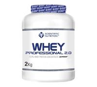 Scientiffic Nutrition - Whey Professional 2.0 Proteinas Whey en Polvo 100% Pura, para Aumentar la Masa Muscular, con Enzimas Digestivas y Lactasa - 2kg, Sabor Fresa.