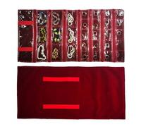 SCILHEFT - Joyero de viaje de terciopelo, organizador para collar, 9 rejillas con cremallera, color negro (borgoña 29 rejillas)