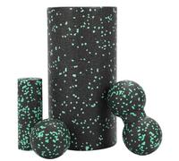 Scinouakpy Set de 4 Rodillos de Masaje Muscular, Bola de Fascia, Bola Doble | Foam Roller Kit, Rodillo de Espuma, Liberar Tensiones Musculares y de Cervicales, Rulo Masajeador Pilates, Yoga, Fitness