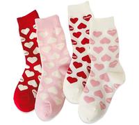Scinzene 4 pares de calcetines de corazón UE 36-42, bonitos calcetines con diseño de corazón, día de San Valentín para mujer, para mi novia, aniversario, día de San Valentín para ella, talla única