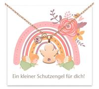 Scinzene Collar de bautizo de ángel de la guarda para niñas con caja de regalo - perfecto regalo de bautizo adecuado para el regreso a la escuela, elegante diseño de ángel de la guarda para bautizo de