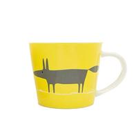 Scion Living - Taza grande de cerámica de Keith Brymer Jones Collaboration Range Mr Fox, color amarillo y carbón, 525 ml