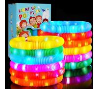 SCIONE 12 Pack Tubos Luminosos Pop Juguetes Sensoriales para Niños Habilidades Motrices Tubo Pop Luminoso LED Brillar en Oscuridad Artículos de Fiesta Juguetes Rellenos de Medias para Regalos