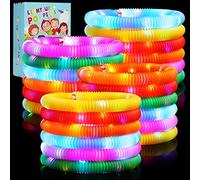 SCIONE 24 Pack Tubos Luminosos Pop Juguetes Sensoriales para Niños Habilidades Motrices Tubo Pop Luminoso LED Brillar en Oscuridad Artículos de Fiesta Juguetes Rellenos de Medias para Regalos
