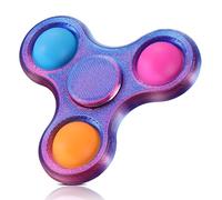 Scione 3D Printed Pop Fidget Spinner- Party Favors for Kids & Adults, Stress Relief Popper Sensory Toy for Birthdays, ADHD & Anxiety Relief, Classroom Prizes (Rojo Azul)