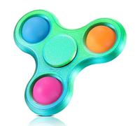 Scione 3D Printed Pop Fidget Spinner- Party Favors for Kids & Adults, Stress Relief Sensory Toy for Birthdays, ADHD & Anxiety Relief, Classroom Prizes (Blanco Azul Verde)