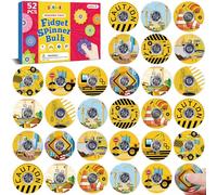 SCIONE 52 Piezas Mini Spinners Tema Construcción - Plástico Resistente, Juguetes Sensoriales Silenciosos para Niños- Regalos para Bolsas de Fiesta, Premios Escolares, Regalos de Cumpleaños