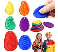 SCIONE 6 Piedras antiestrés para niños con cordón, Juego de 6 Piedras sensoriales con Textura y Suaves para niños autistas, para el Aula, como recompensas