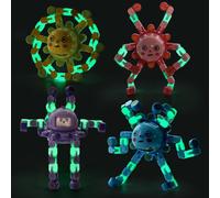 SCIONE Paquete de 4 fidget spinners transformables que brillan en la oscuridad para niños, adolescentes adultos, actividades de viaje, juguetes sensoriales para autismo, rellenos para bolsas de fiesta