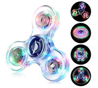 SCIONE Spinner LED con Efectos de Luz para Niños y Adultos, Juguete Sensorial Antiestrés para la Ansiedad y el Enfoque, Fidget Spinners para Niños y Adultos, Blanco