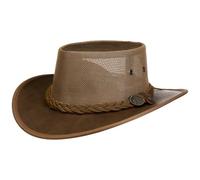 SCIPPIS Sombrero de Piel Brandon Mesh Crown Mujer/Hombre - Vacuno Vaquero con Banda Piel, Verano/Invierno Primavera Verano Otoño Invierno - S (54-55 cm) marrón