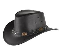Scippis Sombrero de Piel Elreno Australiano Outdoor (XL (60-61 cm) - Negro)