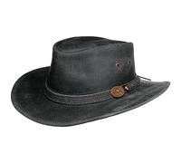 Scippis Sombrero Western Irving Cowhide de Piel Vaquero (M (56-57 cm) - Negro)