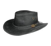 Scippis Sombrero Western Irving Cowhide de Piel Vaquero (S (54-55 cm) - Negro)