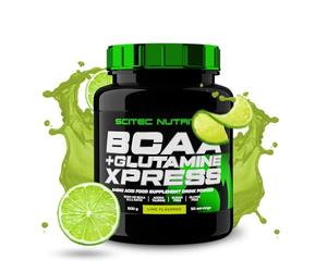 Scitec Nutrition BCAA + Glutamine Xpress - Mezcla de Aminoácidos Esenciales - con 5g 2:1:1 BCAAs - 5g Glutamina - Enriquecido con Taurina, 600 g, Lima