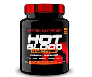 Scitec Nutrition Hot Blood Hardcore, Bebida en polvo de pre-entreno con aminoácidos y creatina, 700 g, Zumo de naranja