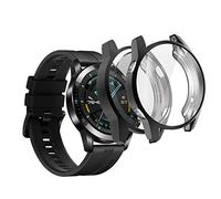 sciuU Funda Compatible con Huawei GT 2 (46mm, Lanzado en 2019), [Conjunto de 2] Carcasa Protectora con Protector de Pantalla de TPU, Flexible TPU Cubierta, Resistente a los Golpes Shell - Negro * 2