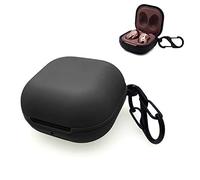 sciuU Funda Protectora Compatible con Samsung Galaxy Buds Live, Cubierta de Silicona Portátil con Mosquetón, Estuche a Prueba de Golpes para la Carcasa de Carga de Auriculares Inalámbricos, Negro