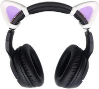 sciuU Kitty Ears para Auriculares, Orejas de Silicona de Gato Decoración Linda, Compatible con Logitech/Sony/HypreX Headset, instalación con Correas de Fijación Ajustables, Blancon+Morado
