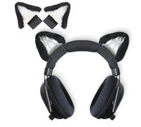sciuU Kitty Ears para Auriculares, Universal Cosplay Orejas de Gato Decoración Linda, Compatible con Headset HypreX Logi etc, instalación con Correas de Fijación Ajustables, Negro