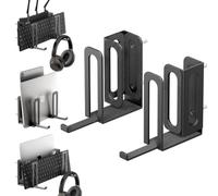 sciuU Soporte de Pared de Metal con Gancho - para 2 Dispositivos < 38mm | Soporte Pared 3 en 1 Doble Capa - Organizador Universal para Laptop Portátil Tablet Teclado Router TV Box Auriculares