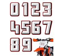 SCJJZ 10Pcs Pegatinas Moto cross Numeros Moto, pegatinas numeros,pegatinas para número de motocross, paquete para motocicletas, coches, motocross, quads, scooters, caravanas, camiones（0-9）