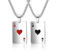 SCJJZ 2 Pcs Collar Parejas Acero Inoxidable Colgante Pokers Collars Hombre Poker Collars Adolescente Chico Collar Cartas Poker Accesorios para Hombres(70cm)