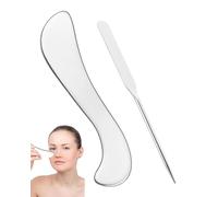 SCJJZ 2 Pcs Gua Sha Acero Inoxidable, Masajeador Cara, Guasha Facial,gua sha facial, para Tonificar y Reafirmar la Piel - Drenaje Linfático, per Viso, Occhi, Collo e Corpo