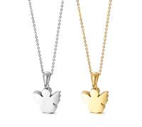 SCJJZ 2Pcs Collar Ángel de la Guarda para Niña Regalo de Bautizo y Comunión - Regalos para Bautismo de Niña y Confirmación - Regalo Bautizo Niña Christening Gift for Girl Baptism Gifts(Oro/Plata)