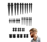 SCJJZ 36 piezas Dilataciones Orejas,Silicona Oreja,Expansores de Túnel con Doble Junta Tórica Oído Acrílico Tapers,Expansores Oreja Joyeria Extensión Oreja de Acrílico Kit per allungamento(Negro)