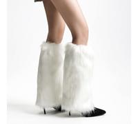 SCJJZ Calentadores para mujer,Calentador de pies caliente, apilamiento de calcetines de felpa calentadores de la pierna de las mujeres de otoño e invierno engrosamiento calcetines fríos (blanco: 40cm)