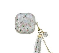 SCJLSDA Funda para Huawei Freeclip 2 con diseño de flores (2025), bonito patrón de estampado floral rosa, funda protectora para auriculares Kawaii a prueba de golpes con colgante para mujeres y niñas