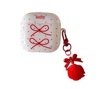 SCJLSDA Funda para Huawei Freeclip 2 rosa (2025), bonito patrón de lazo rojo kawaii/cereza, funda protectora para auriculares de dibujos animados divertidos para mujeres, niñas y niños (A)