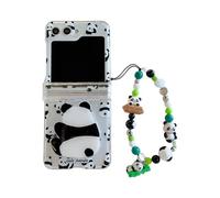 SCJLSDA Funda para Samsung Galaxy Z Flip 6/5, diseño exquisito de dibujos animados de pandas, funda protectora transparente de animales kawaii con pulsera de pandas (Samsung Galaxy Z Flip 6)