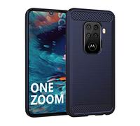 SCL Funda Moto One Zoom Funda Motorola One Zoom Funda, Exquisite Cubierta Protectora de Fibra de Carbono con Tecnología Antiarañazos y Absorción de Impactos para Motorola One Zoom (Azul)