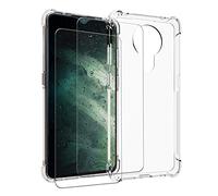 SCL Funda Nokia 5.3 Protector de Pantalla & Nokia 5.3 Cáscara Protectora TPU Anti-Rasguño, Anti-Huella Digital (Transparente)