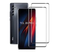 SCL Protector de pantalla para TCL 20 Pro, 2 unidades, vidrio templado curvado 3D, cobertura completa, antiarañazos, antigolpes, tipo pasta de bordes